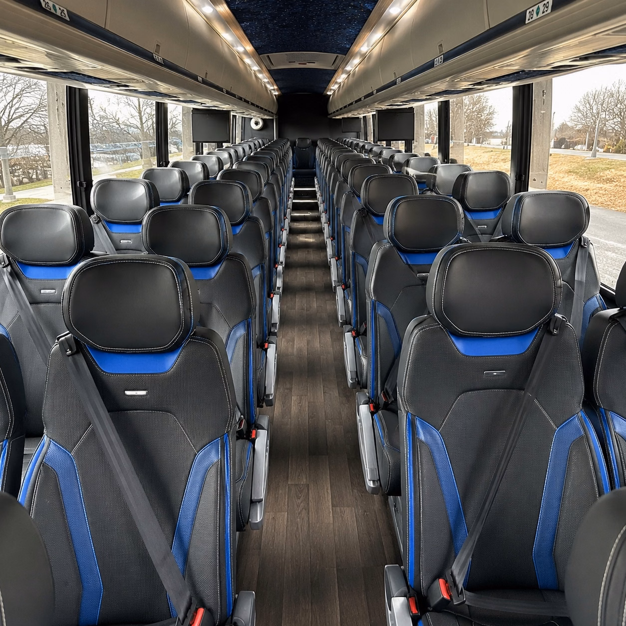 56 passenger charter bus interior